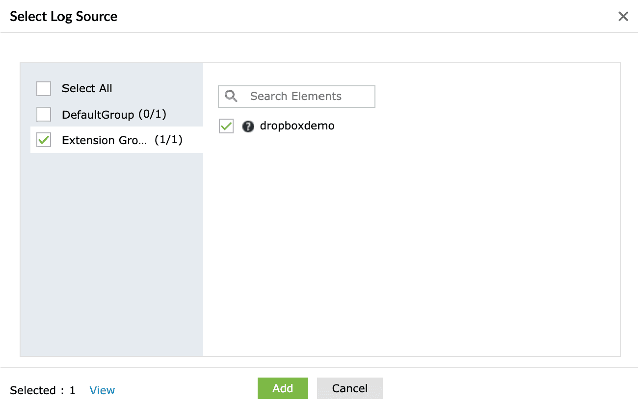 Selecting Log source