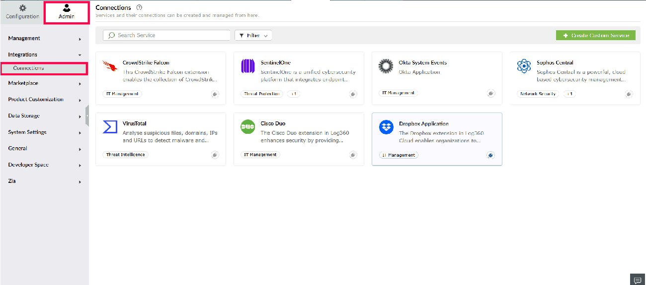 Navigating to Connections page