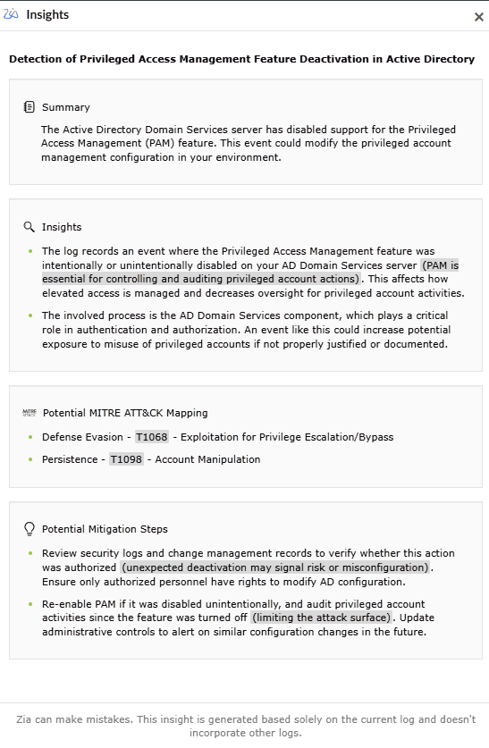 Invoking Zia Insights