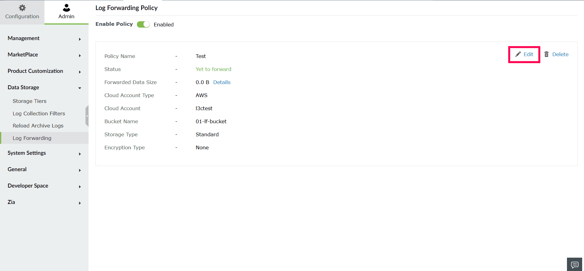 Log forwarding
