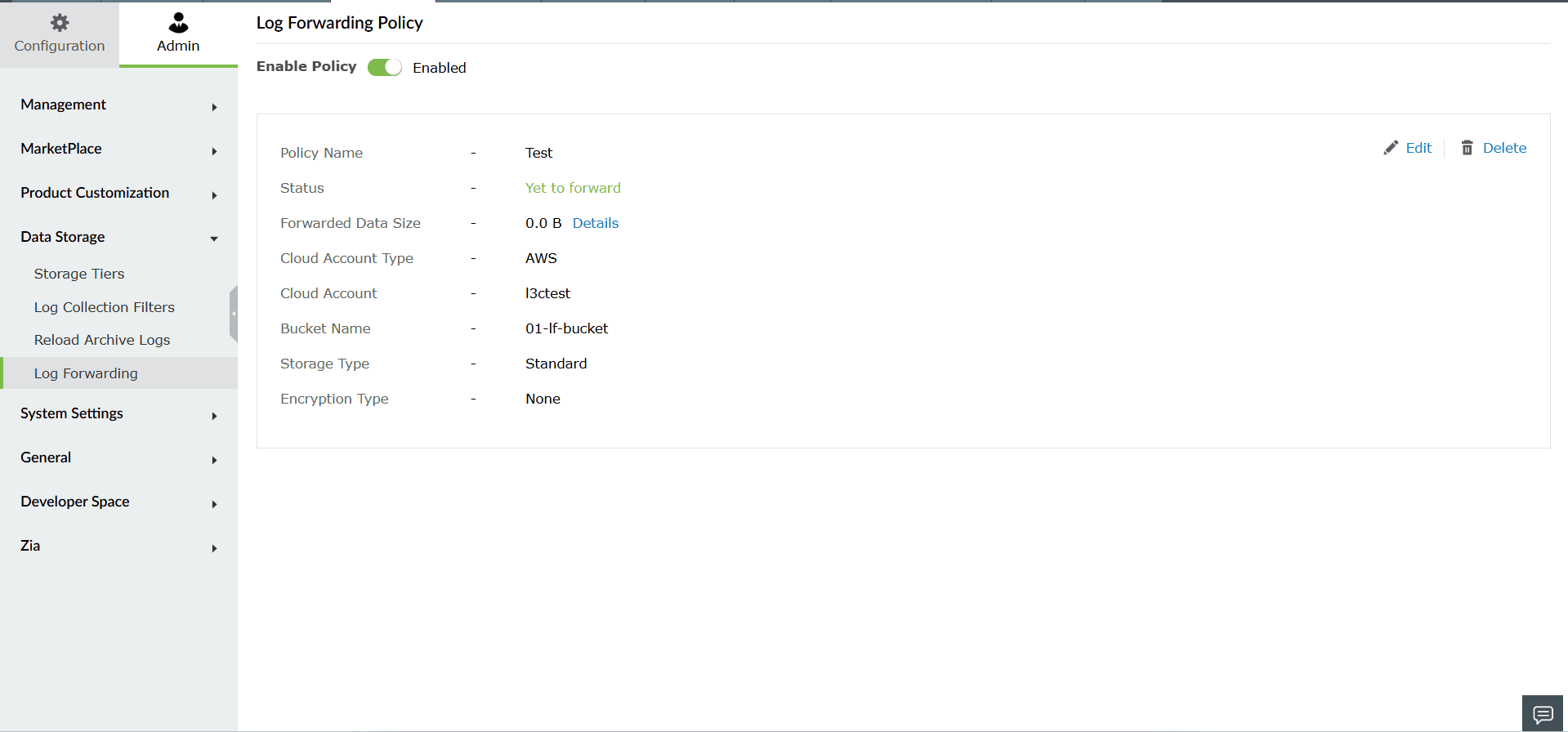 Log forwarding