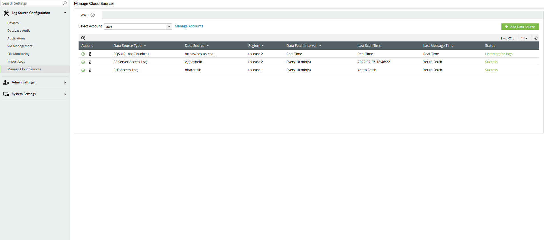 Manage Cloud Sources