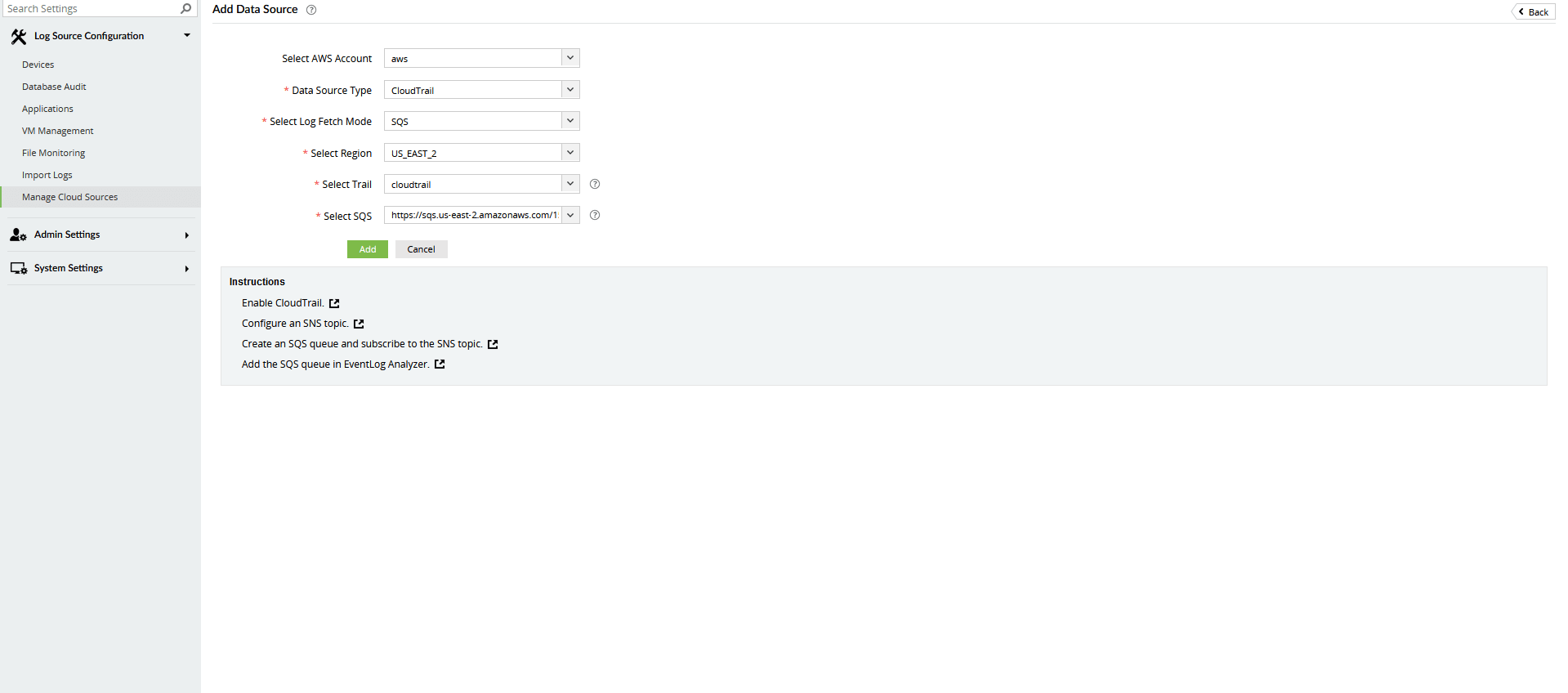 Manage Cloud Sources