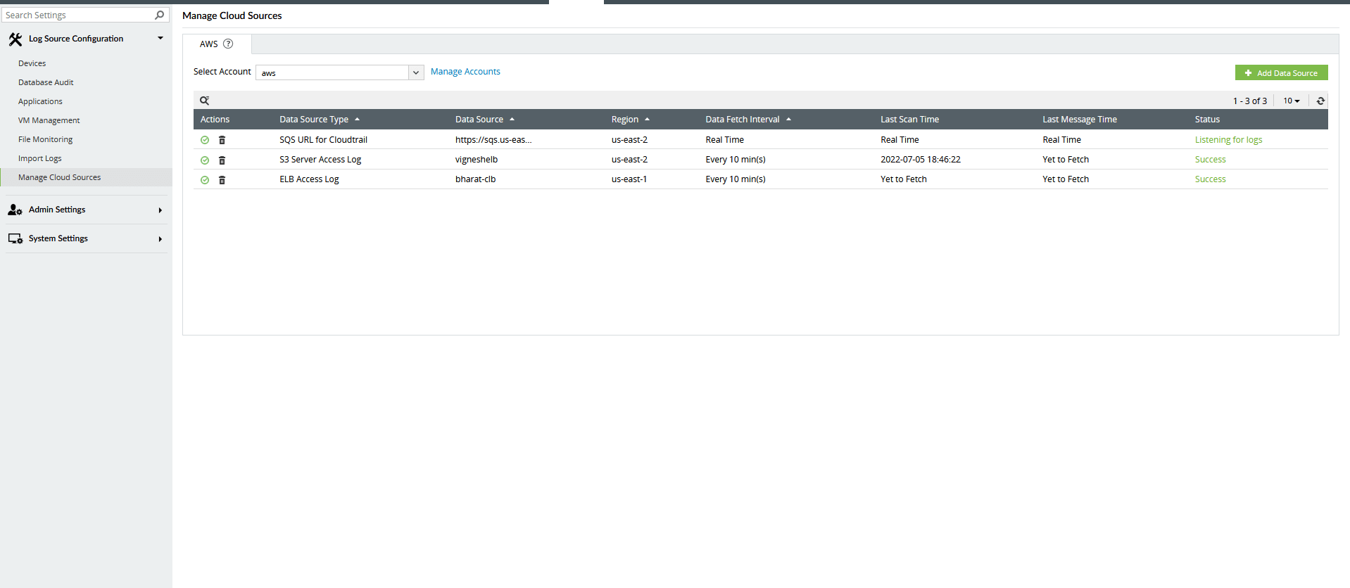 Manage Cloud Sources