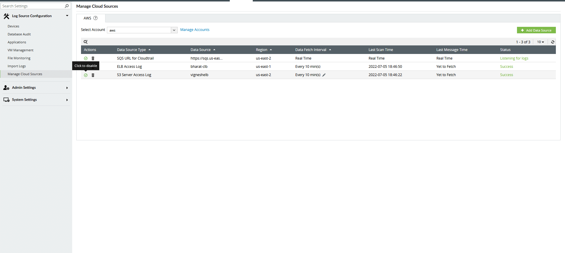 Manage Cloud Sources