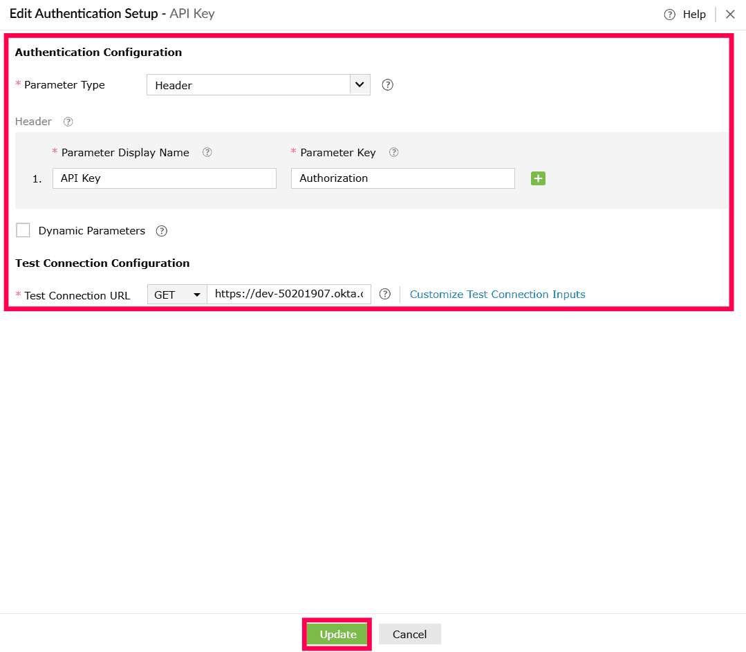 Editing authentication setup
