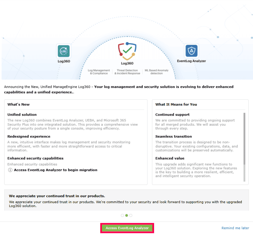 Migrating configurations from EventLog Analyzer to Unified Log360