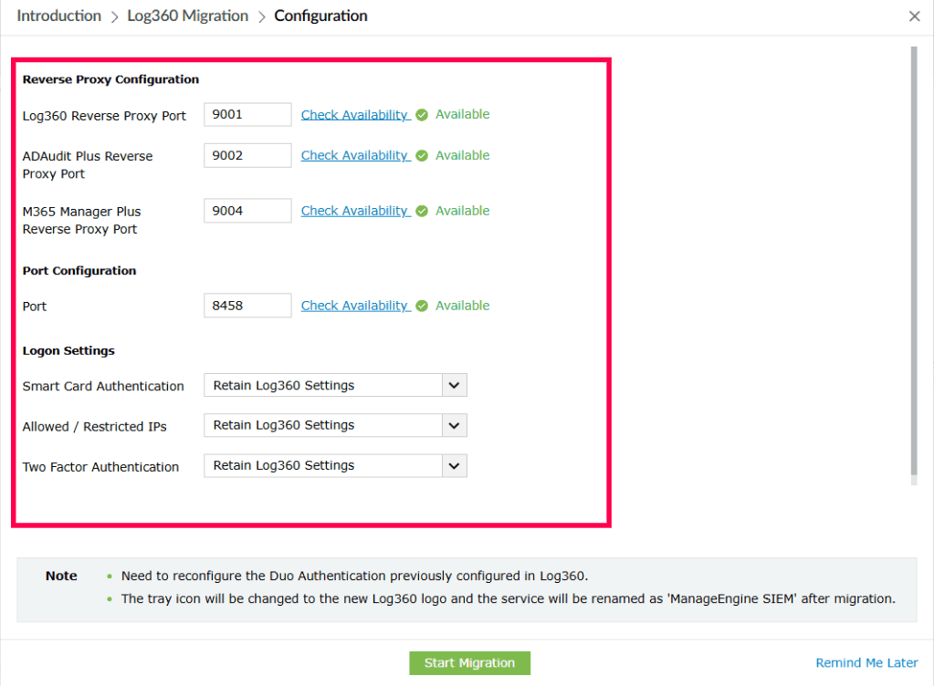 Migrating configurations from EventLog Analyzer to Unified Log360