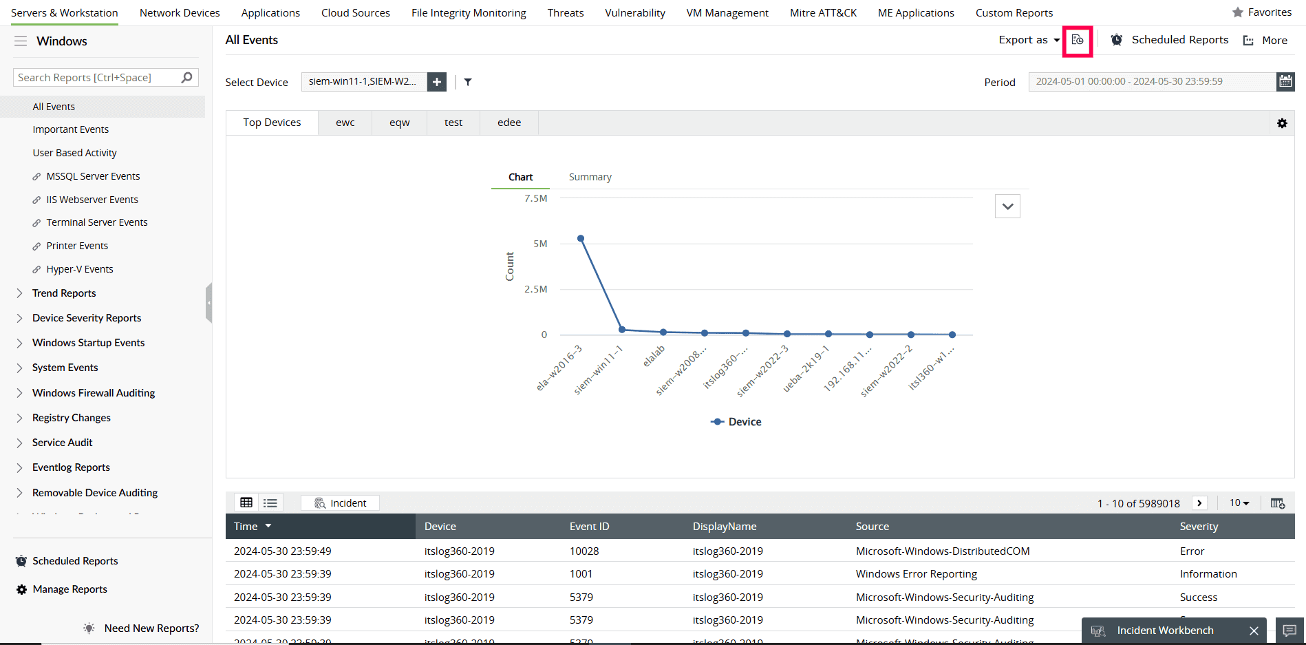 Report export and customization