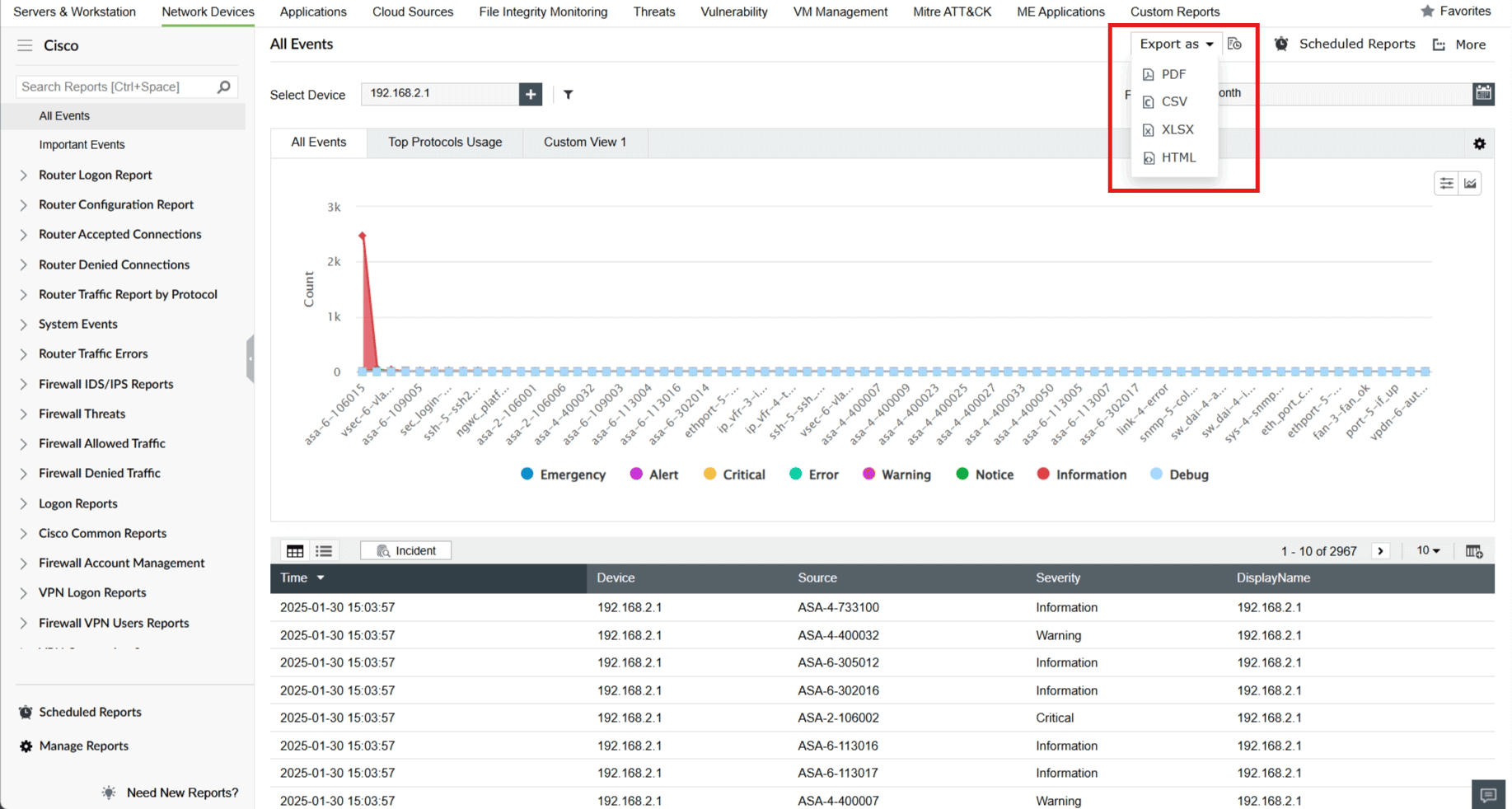 Report export and customization