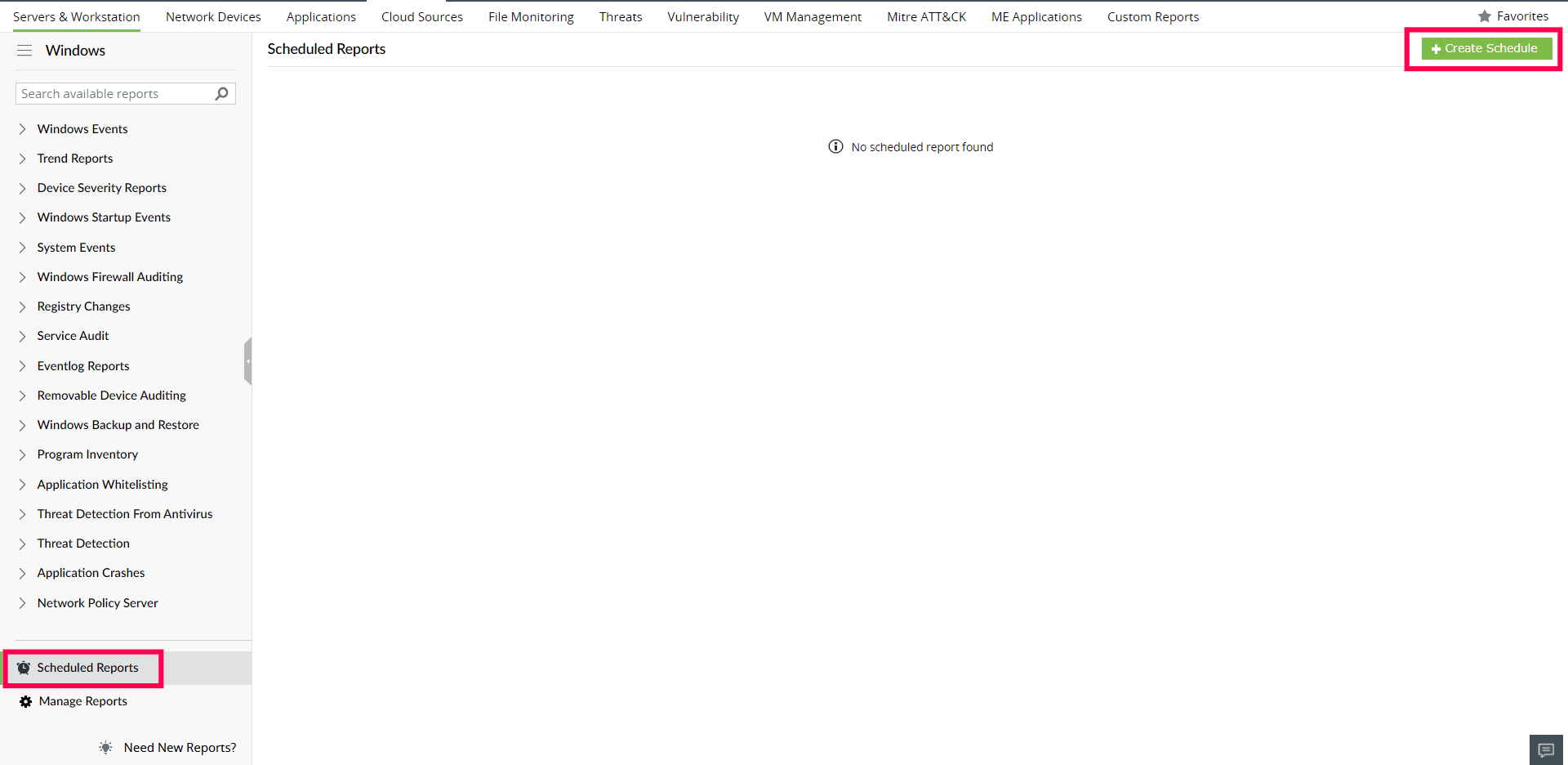 Creating a New Report Schedule