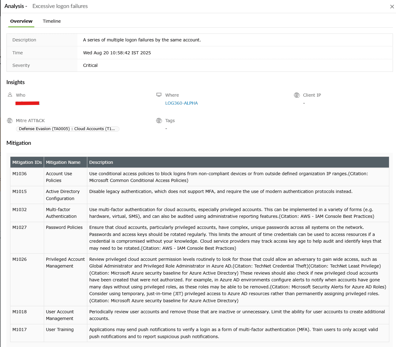 Security dashboard widgets