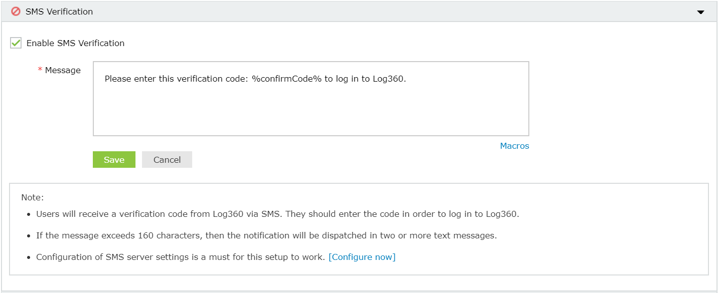 Two-factor Authentication sms verification