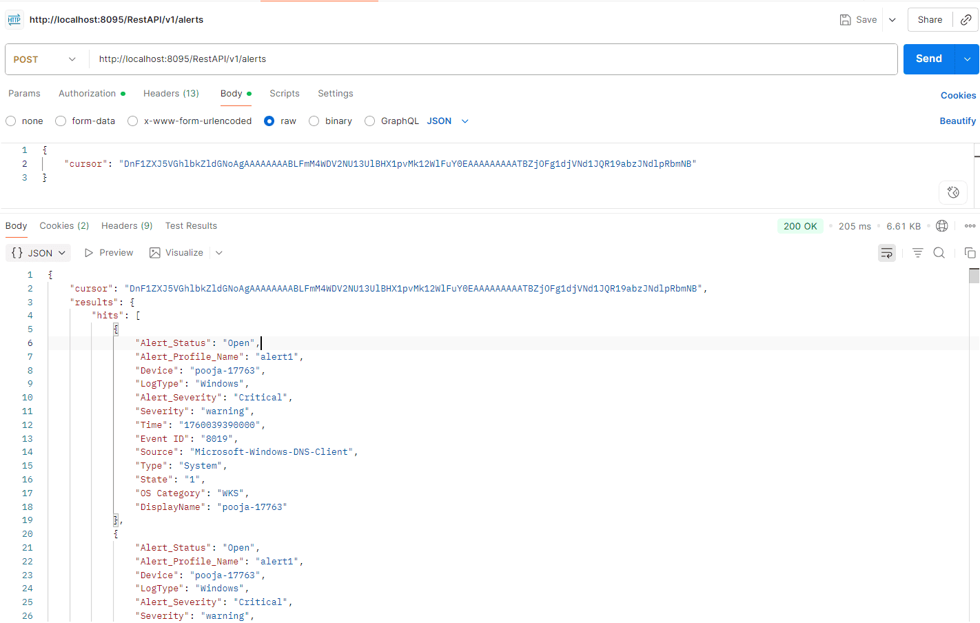 Synchronous Alert API