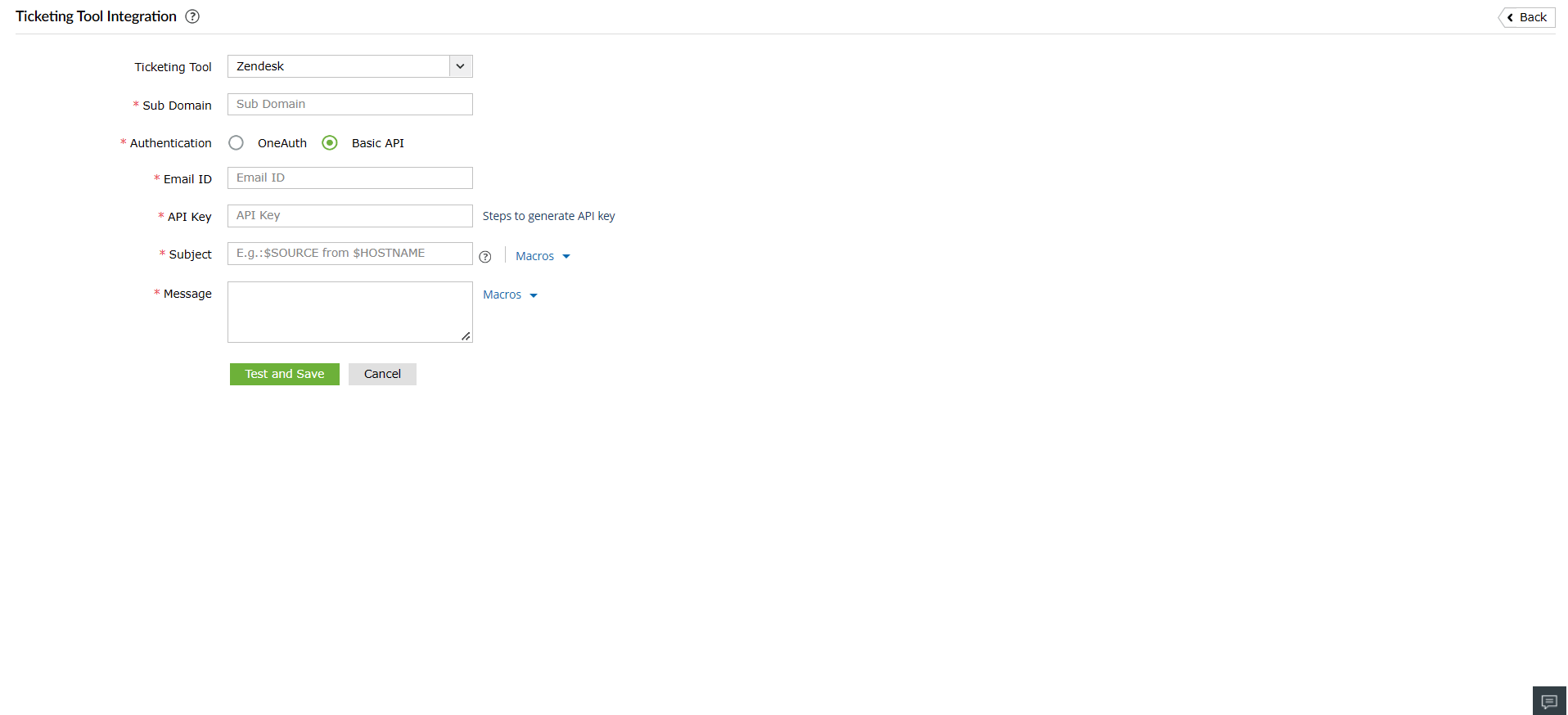 Ticketing Tool Integration