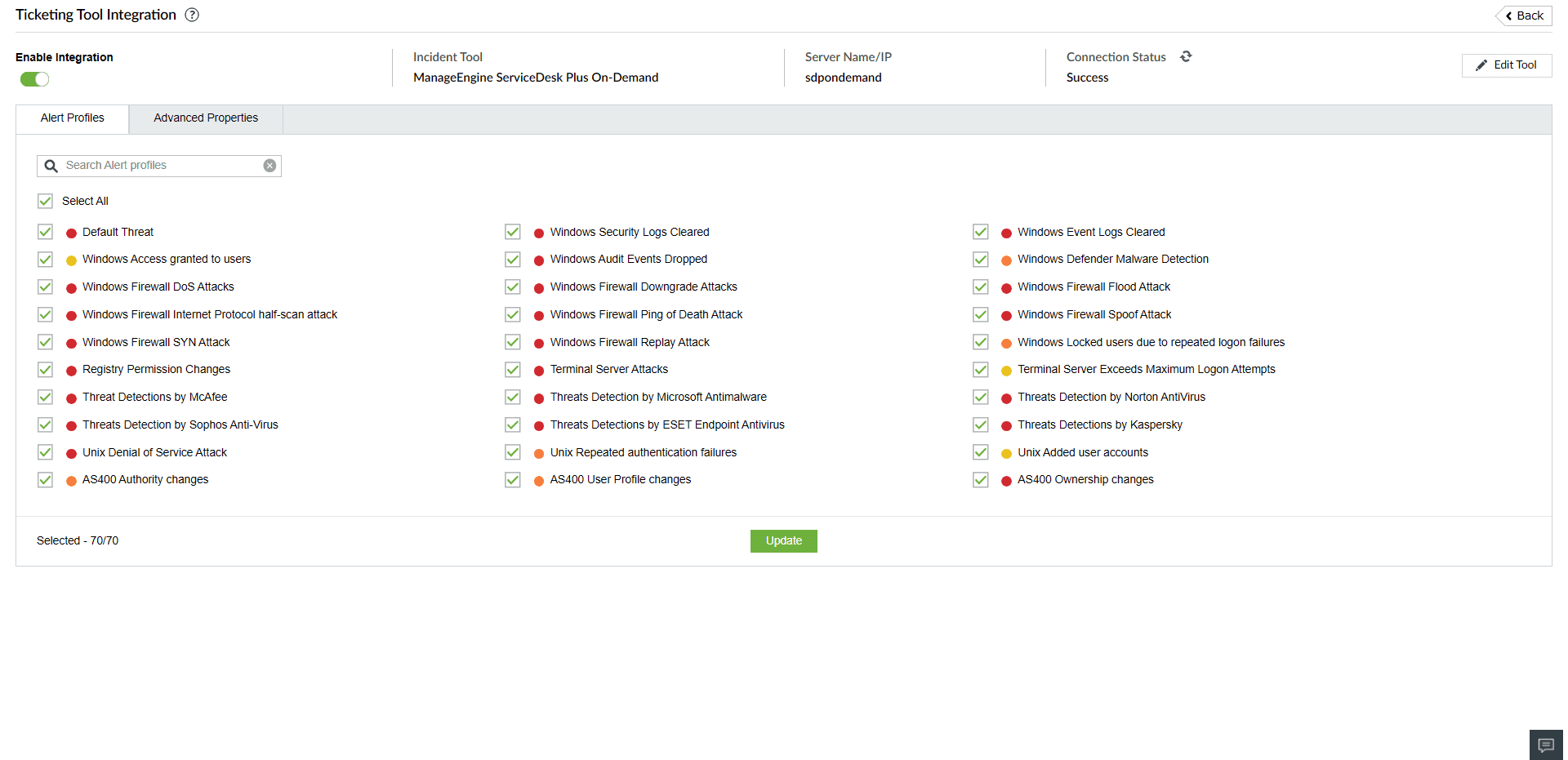 Ticketing Tool Integration
