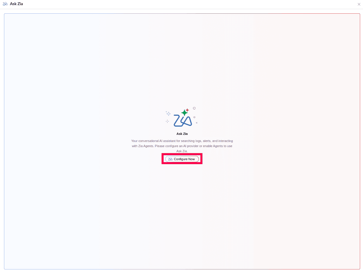 Viewing Ask Zia's conversational interface