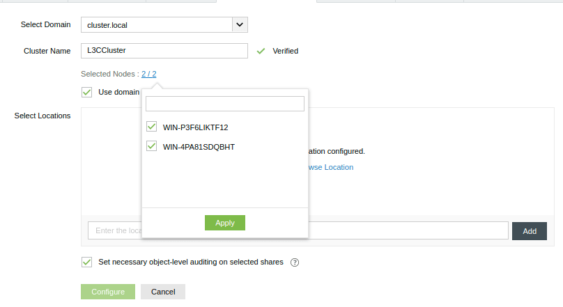 Configuring Windows File Cluster in Log360 Cloud