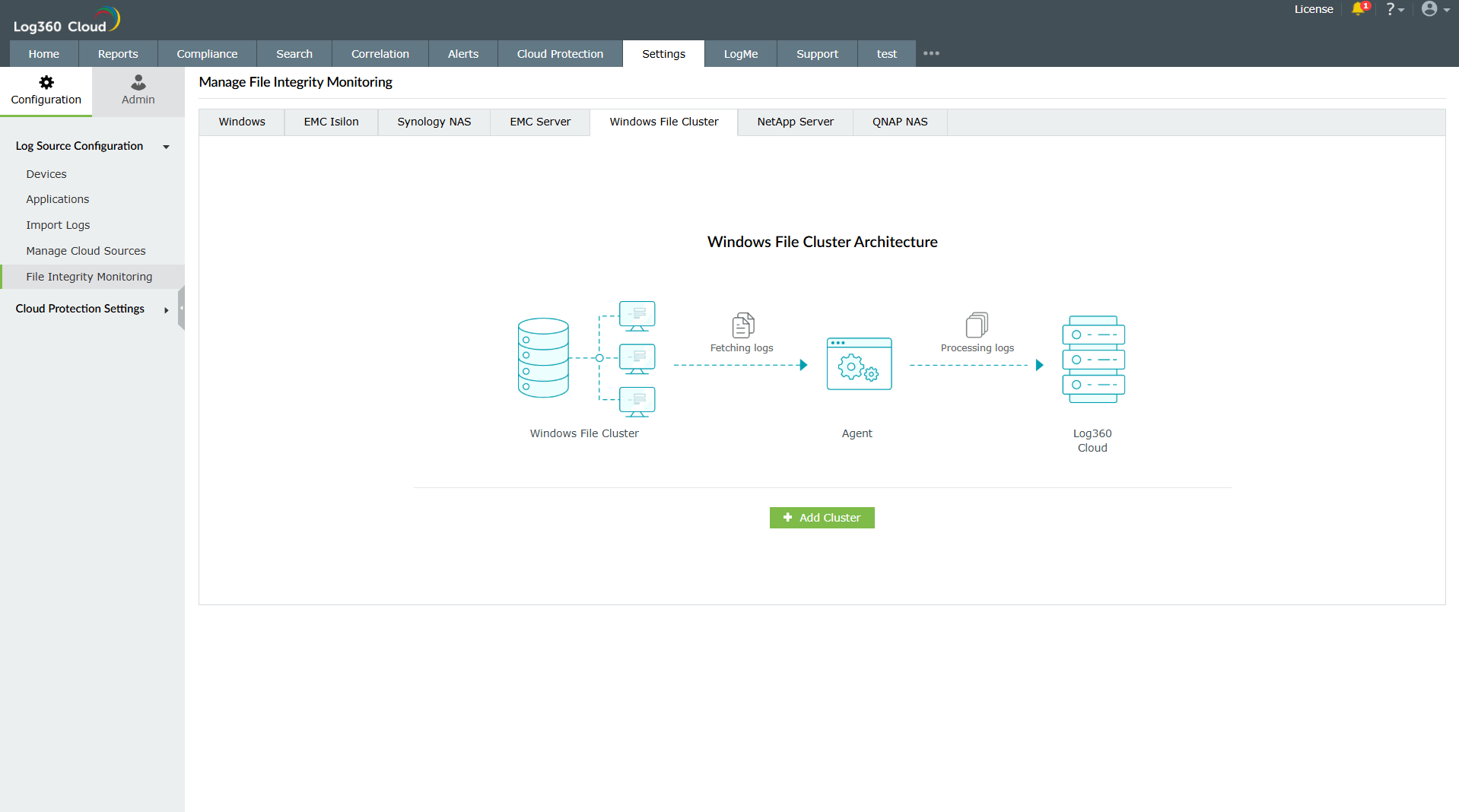 Configuring Windows File Cluster in Log360 Cloud