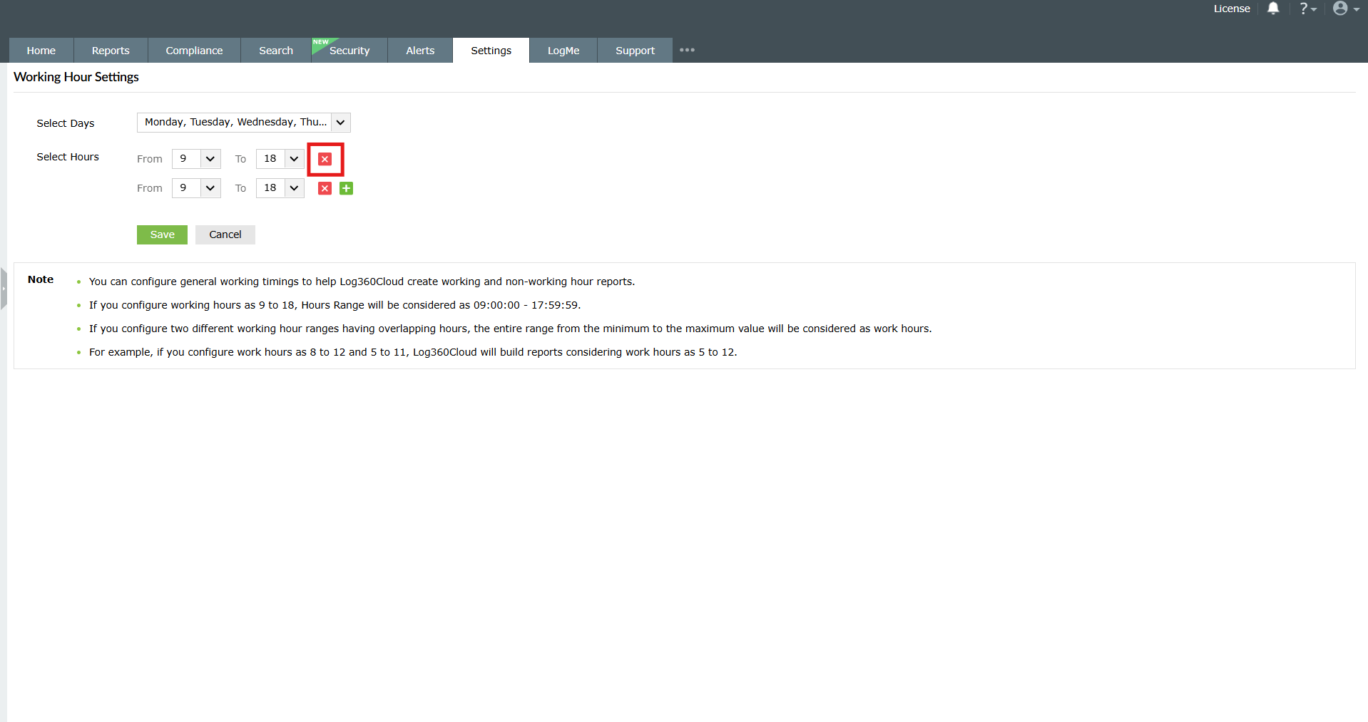 Working Hour Settings