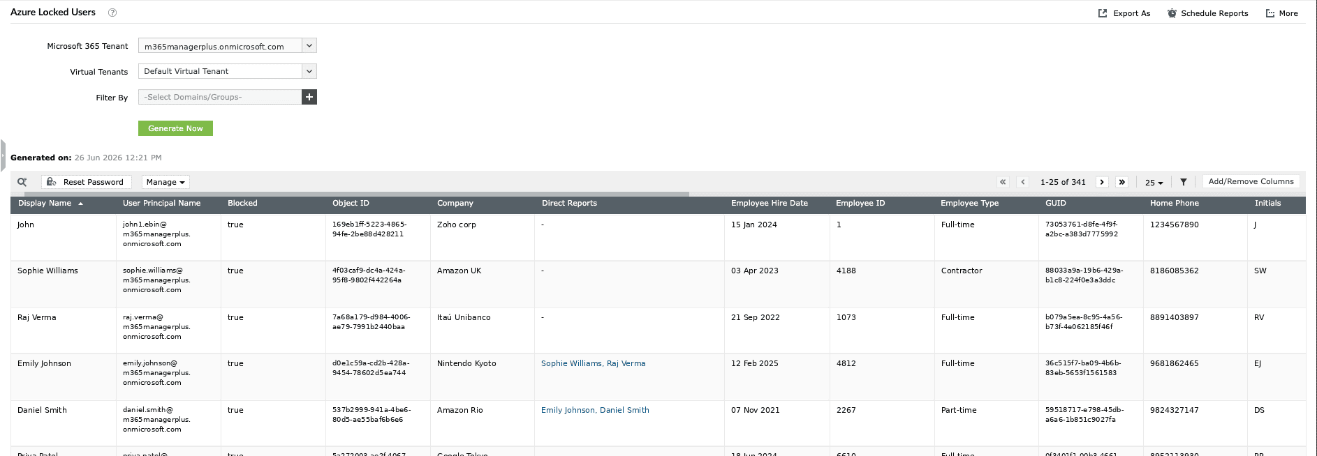 Microsoft 365 Disabled Users Report | ManageEngine
