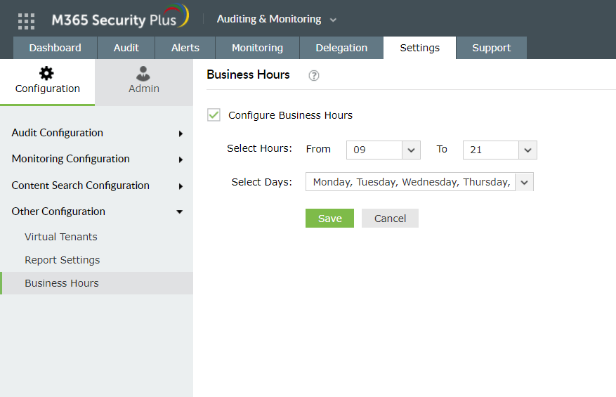 Audit user activities during non-business hours