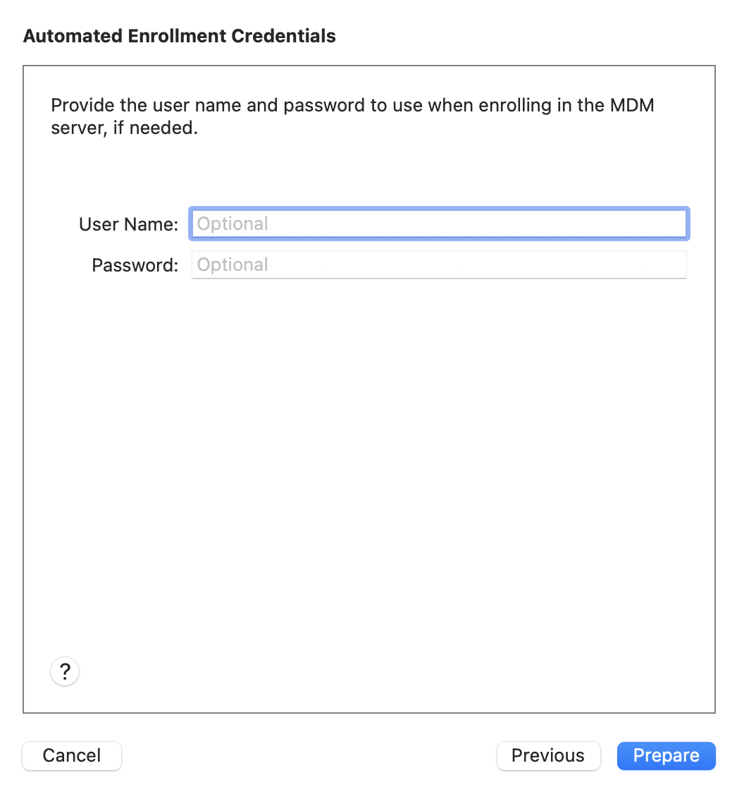 Specifying ABM Account Credentials on Apple Configurator