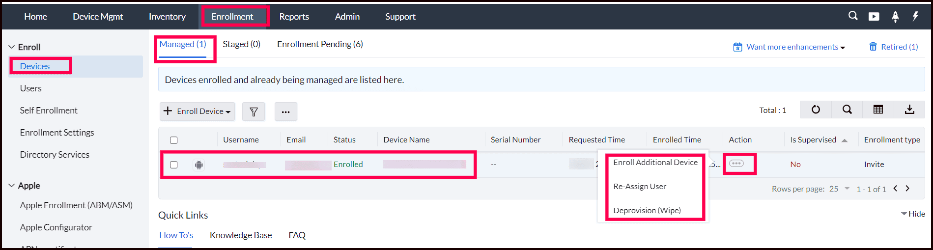 Manage Enrollment Invites ManageEngine Mobile Device Manager Plus