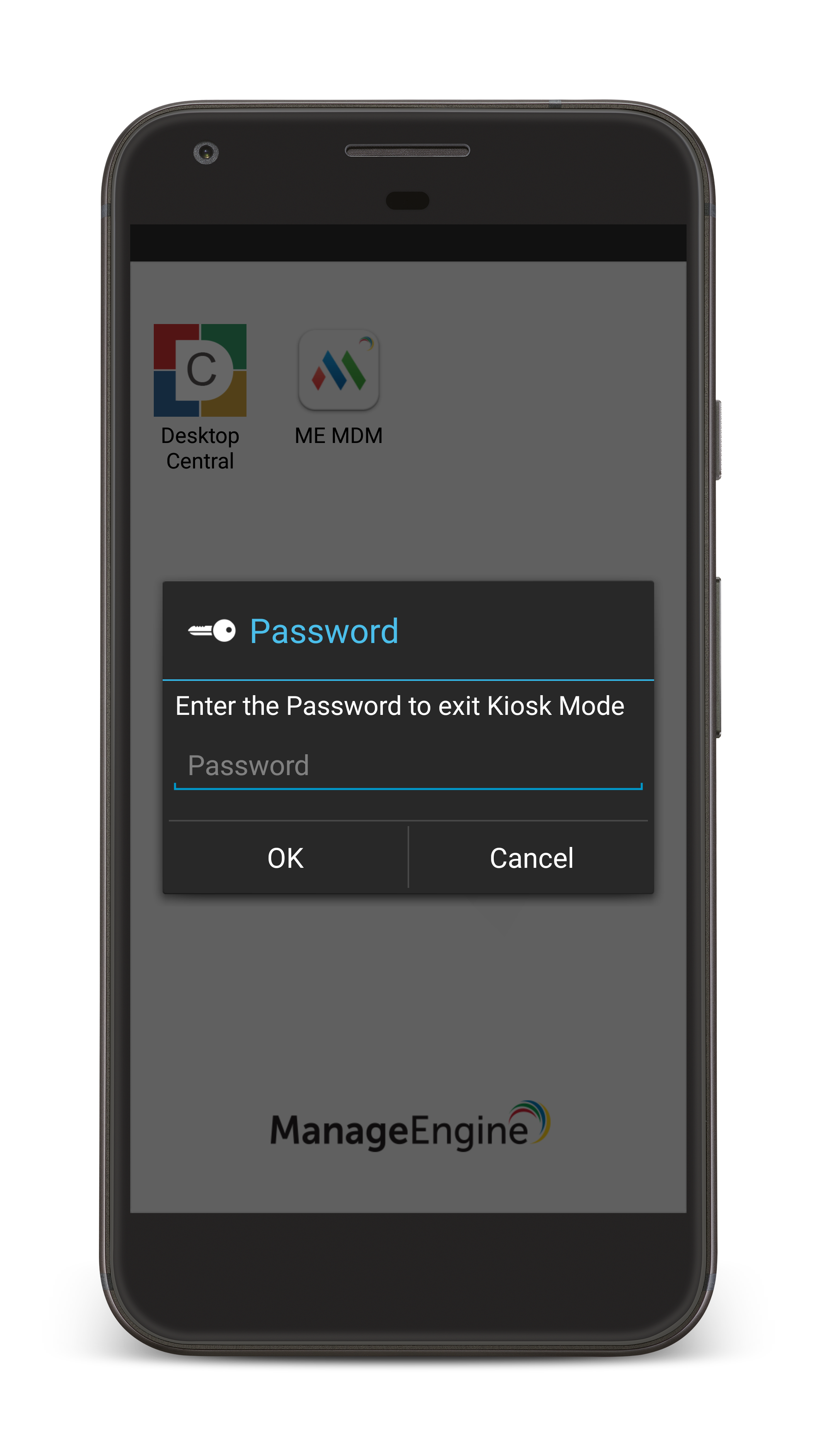 Using password to pause or temporarily exit out of MDM Kiosk mode on Android
