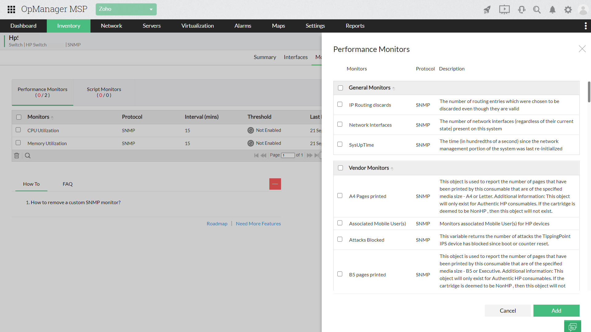 monitoreo en tiempo real del desempeño y la disponibilidad de red - ManageEngine OpManager MSP