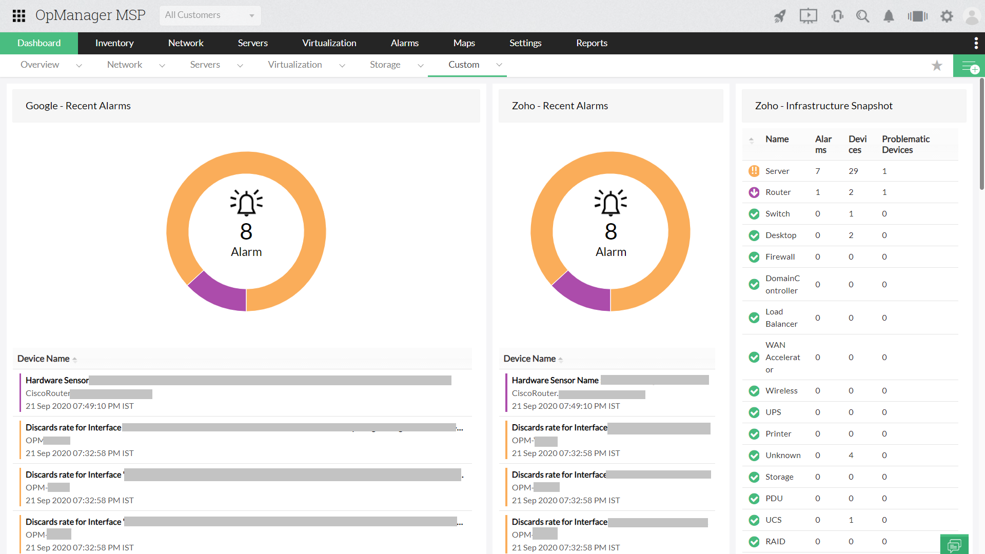 Planificar la capacidad de ancho de banda - ManageEngine OpManager MSP