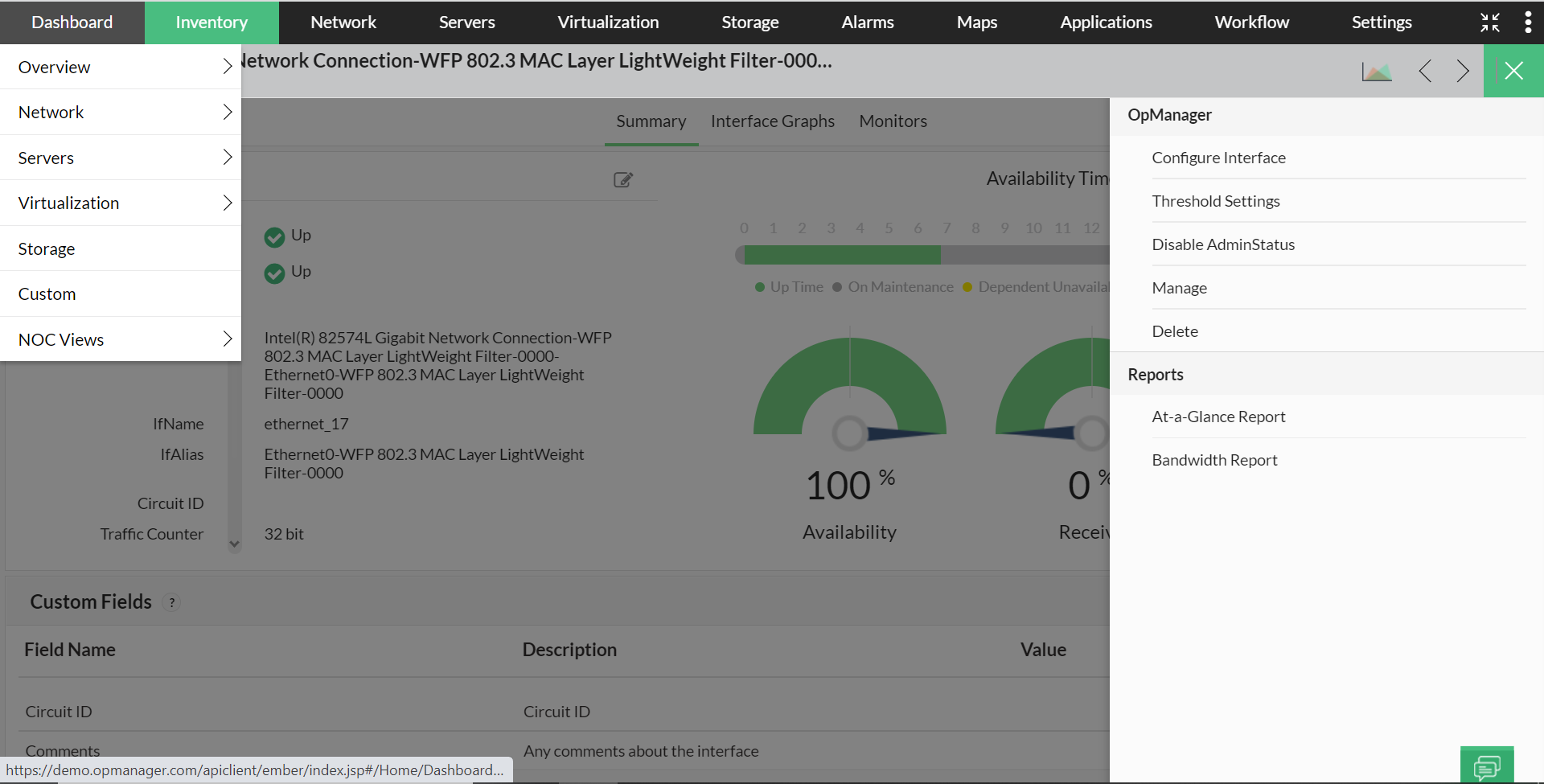 How to enable or disable interface admin status — ManageEngine OpManager