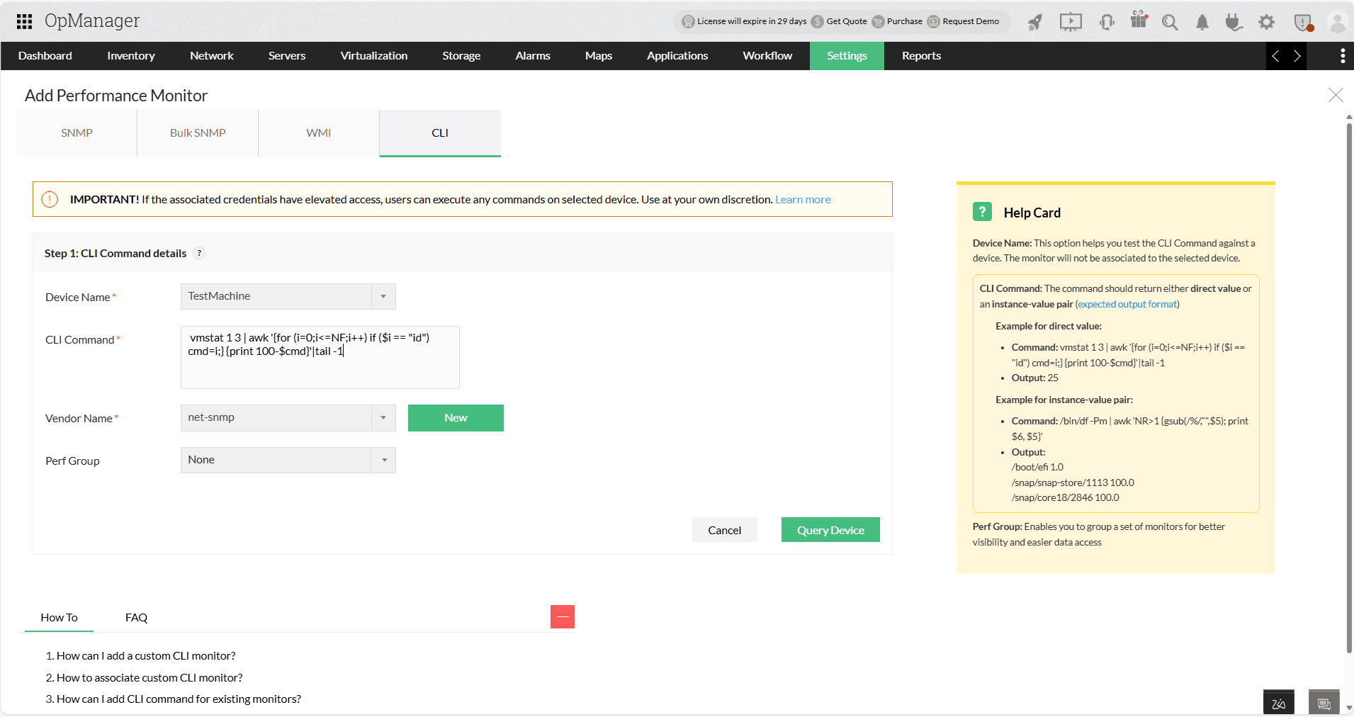 Add Custom CLI Monitor in OpManager