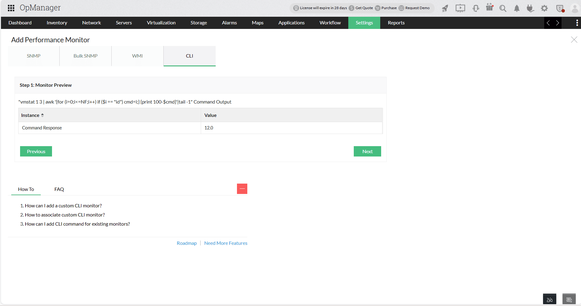Add Custom CLI Monitor in OpManager