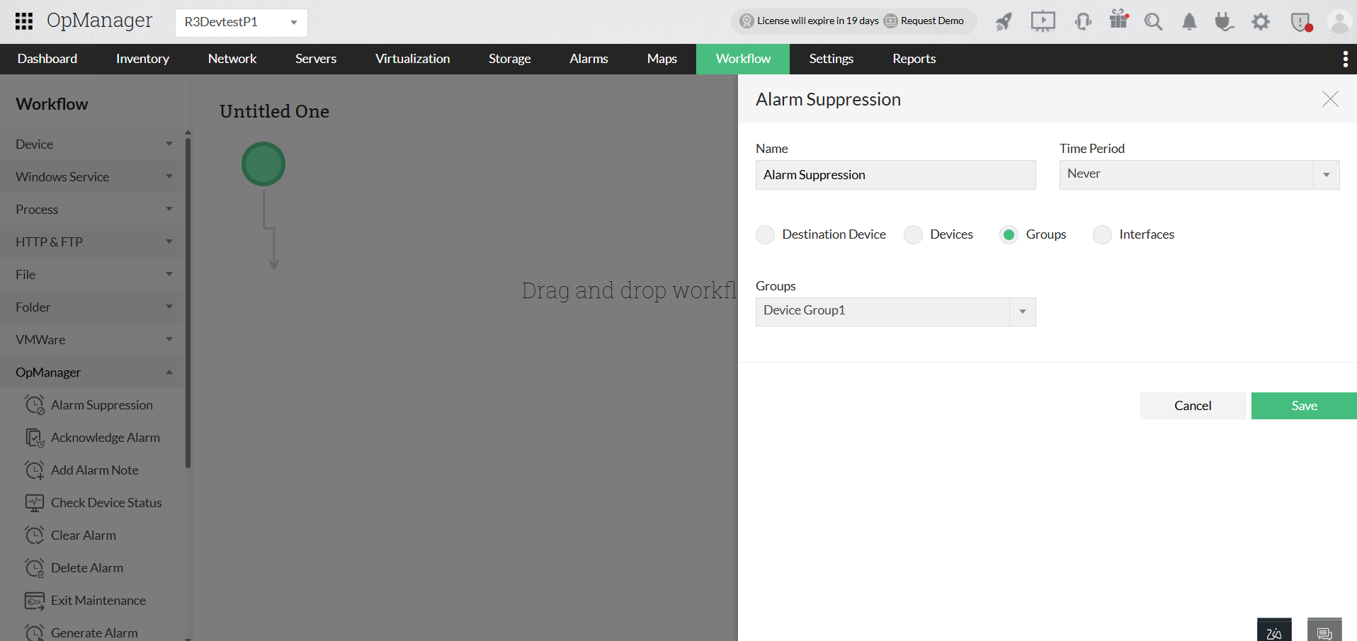 Alarm Suppression in OpManager: Workflow