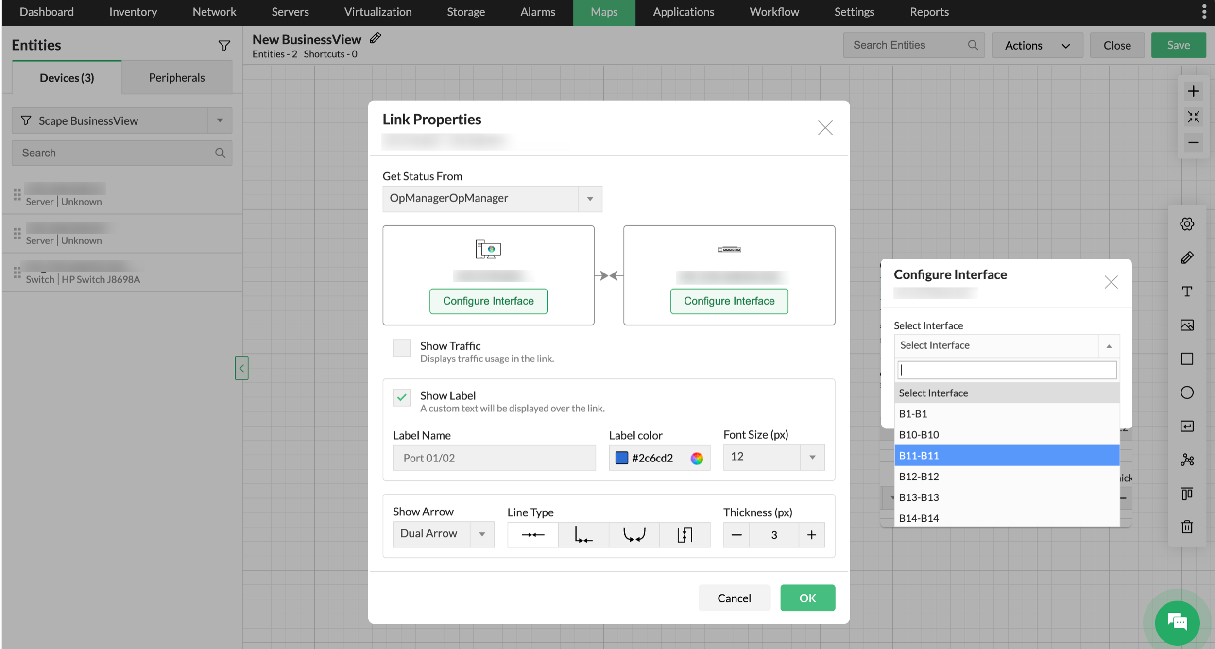 business-view-2 Business view in OpManager: To create links between devices