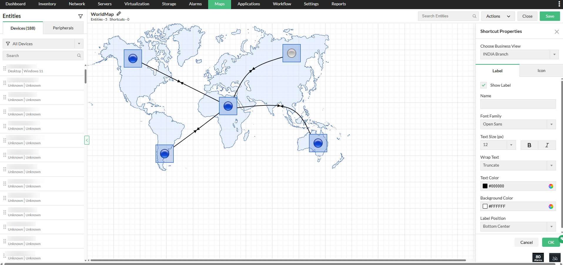bv-shortcut Business view in OpManager: To add shortcuts