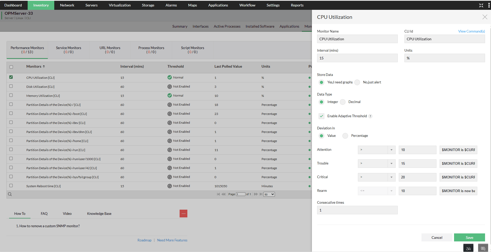 Add, Edit CLI Monitor
