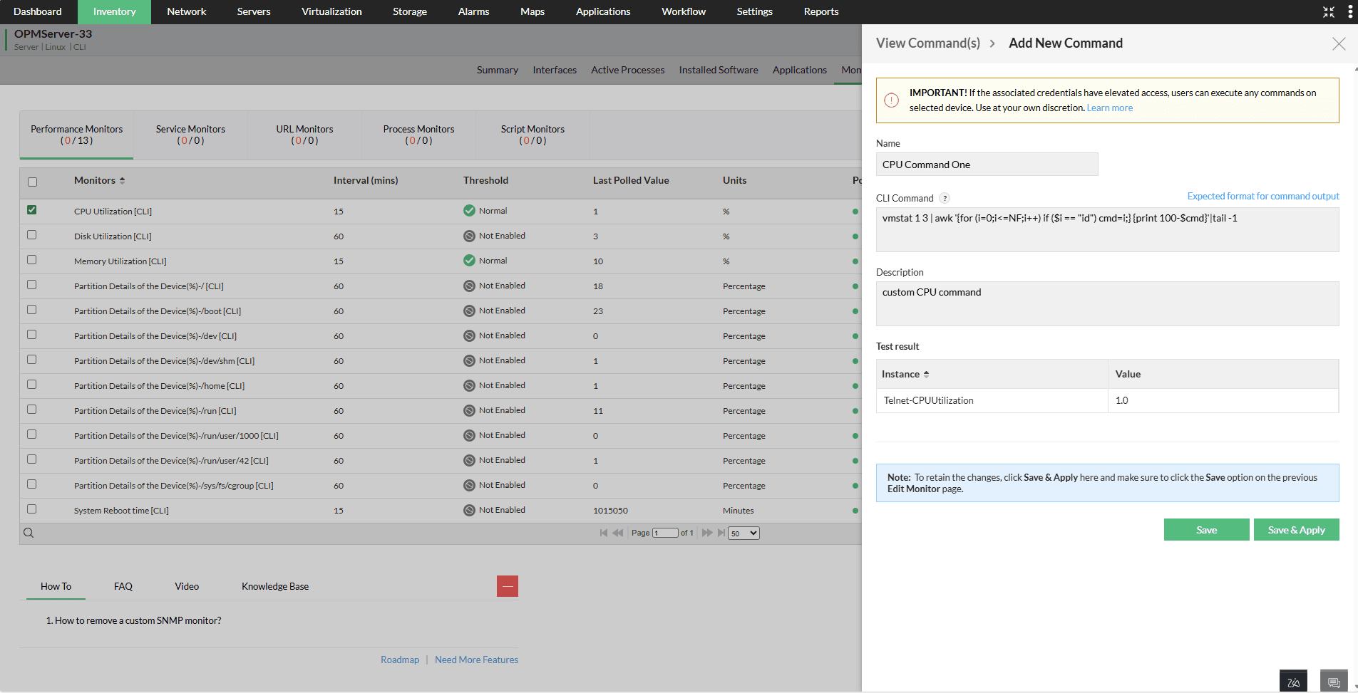 
        Add, Edit CLI Monitor
