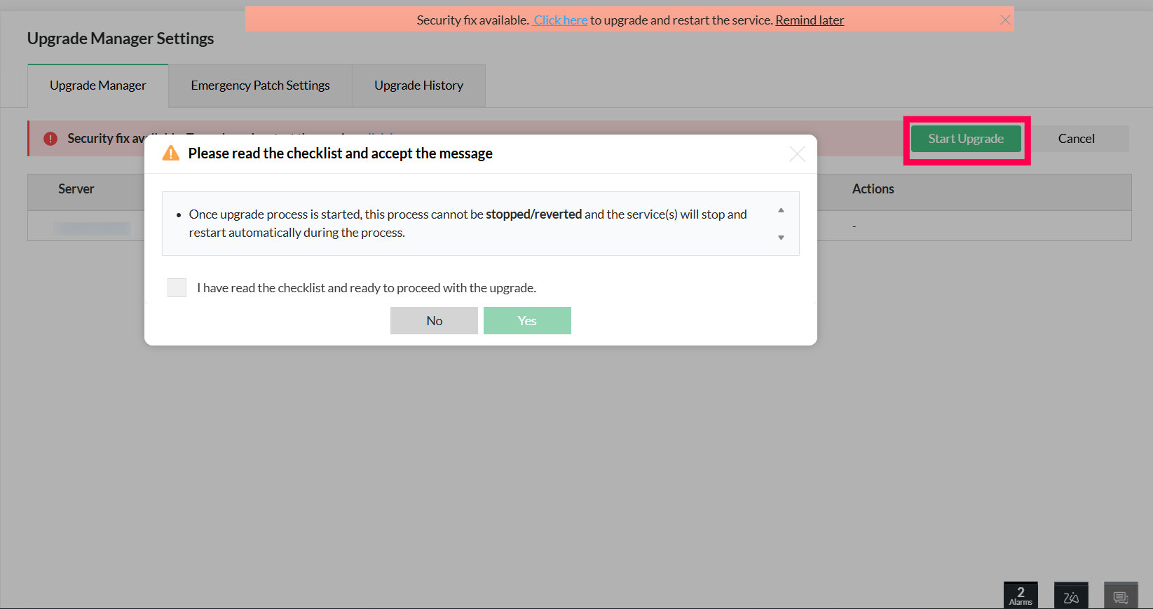 OpManager: Emergency patching