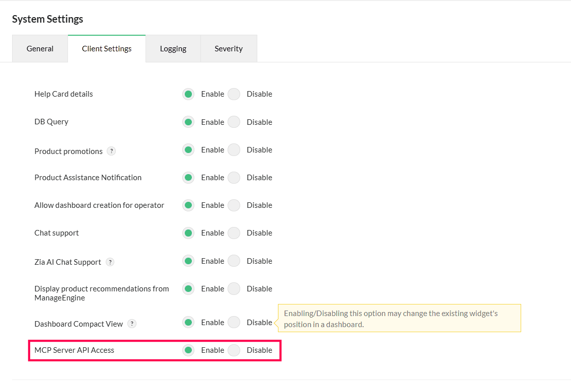 Enable MCP Server API Access at the Product Level