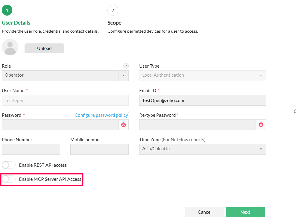 Enable MCP Server API Access for a User