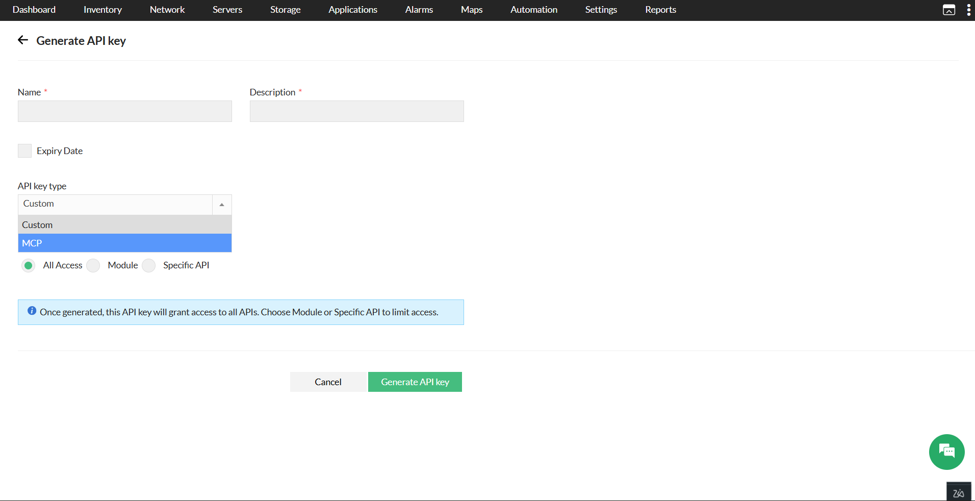 Generate MCP API
