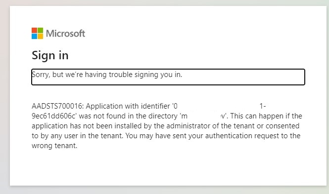 OAuth 故障排查：由于在目录中未找到应用程序导致的错误