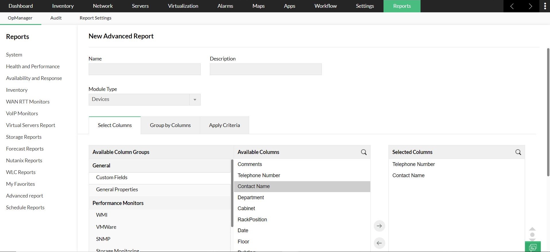 Adaptive management advanced reports - ManageEngine OpManager