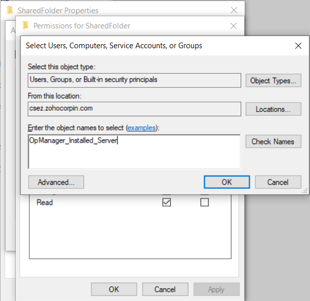 Share common folder OpManager Help