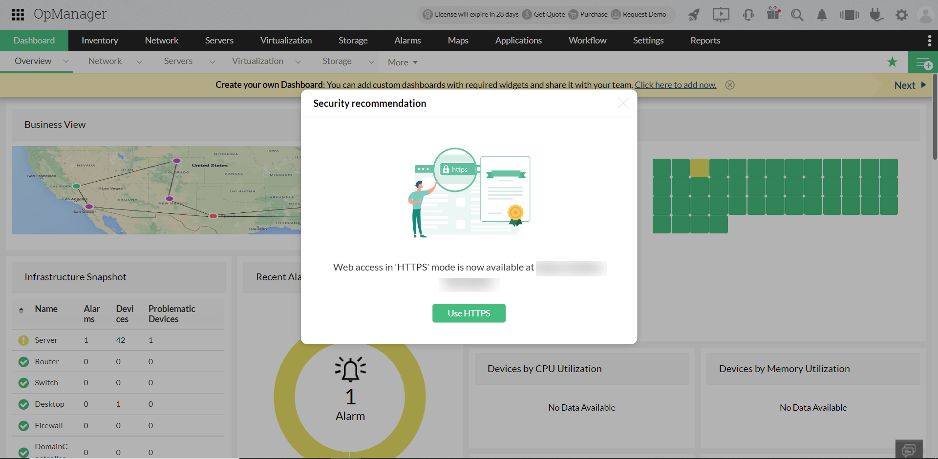 Enabling HTTPS configuration in OpManager: SSL recommendation