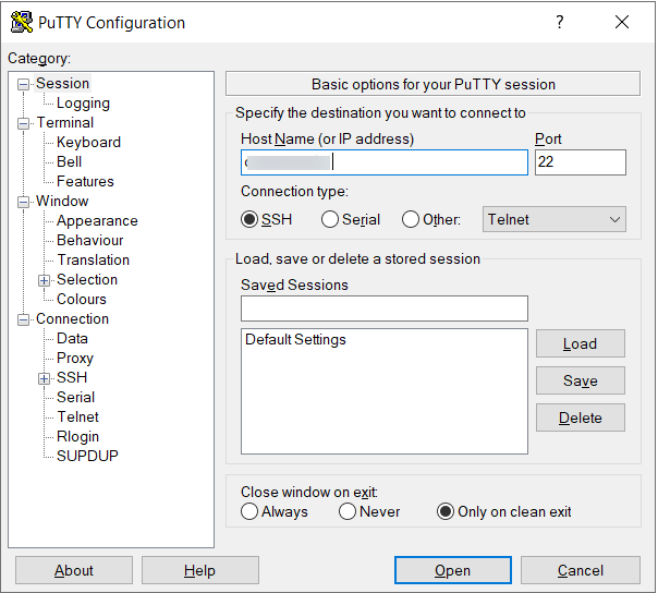 putty Connect to remote devices and execute commands using Putty and command prompt in OpManager: Putty configuration