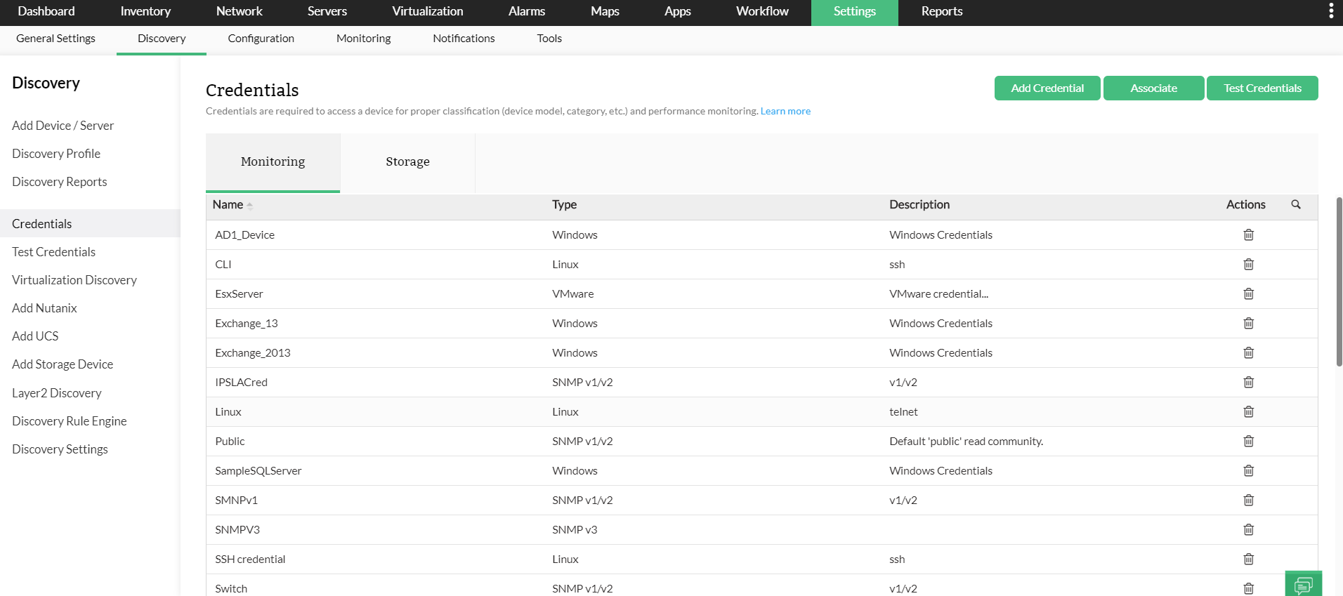 How to configure discovery credentials?