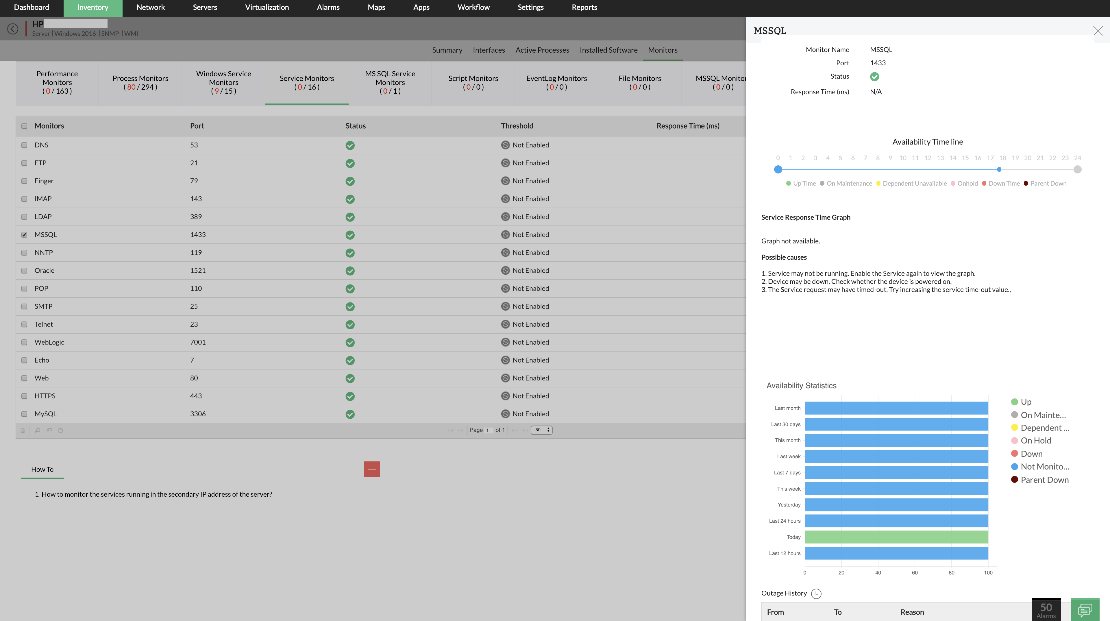 Windows service monitoring - ManageEngine OpManager